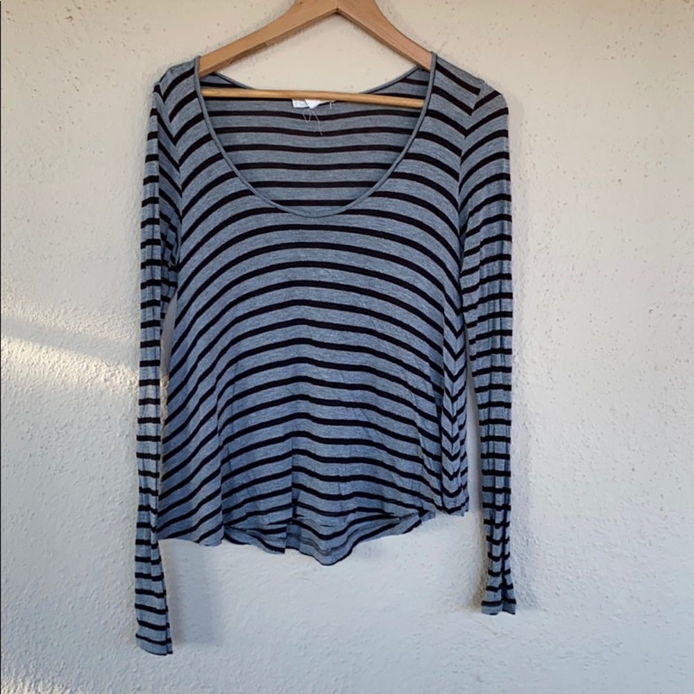 Grey and Black striped long sleeved Swing Top